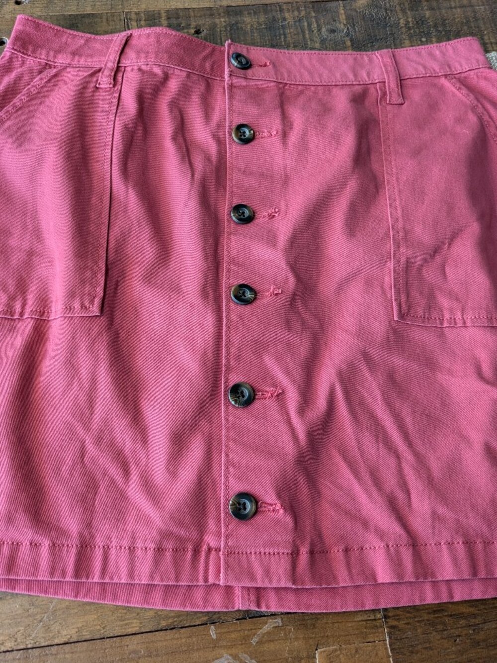 NWT ana new approach mini skirt womens 12 holly berry button up a-line #596